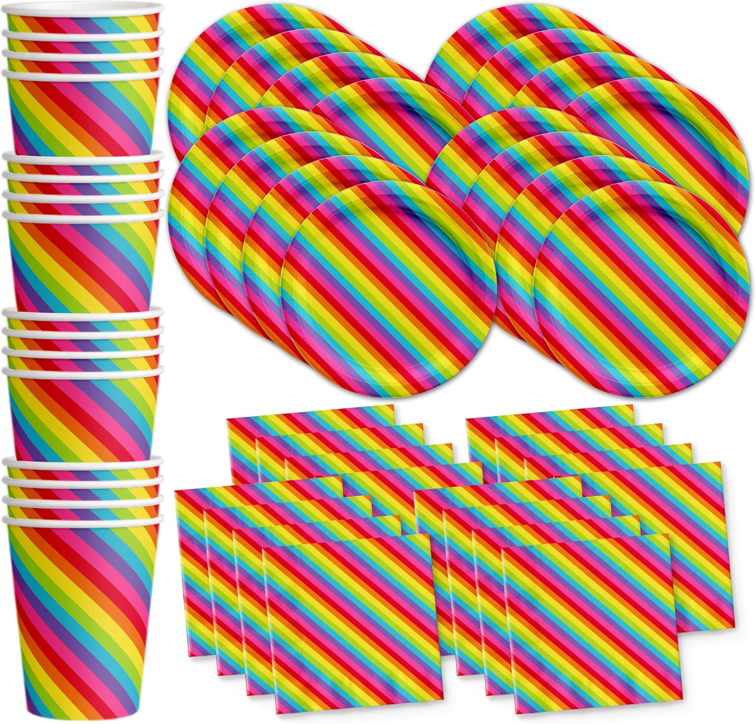 Rainbow Birthday Party Supplies Set Plates Napkins Cups