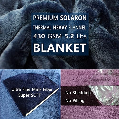 Miniatura 7 de SOLARON - Manta tamaño Queen de 430 GSM extra grande para otoño, invierno, primavera, todas las estaciones, acogedora, cálida, suave, peso medio,