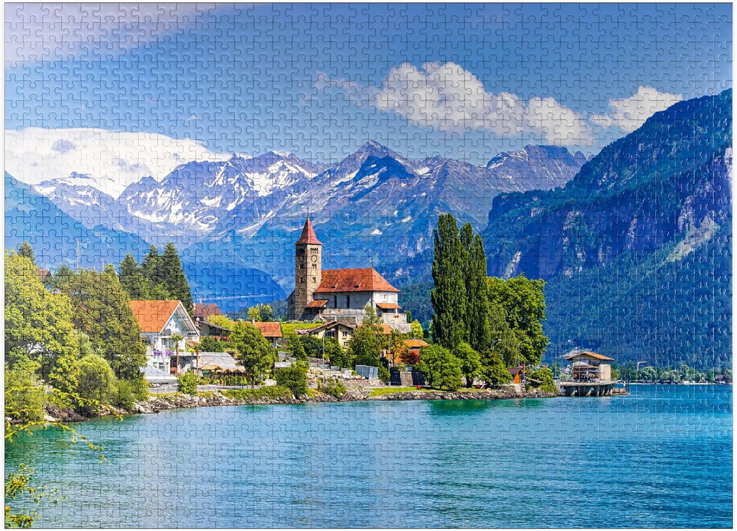 MyPuzzle Town of Brienz On Lake Brienz Near Interlaken, Switzerland - Premium 1000 Piece Jigsaw Puzzle for Adults