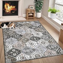 GarveeHome Washable Rugs 5x7 Vintage Oriental Area Rug Indoor Floor Carpet Non Slip Non Shedding Rug for Bedroom