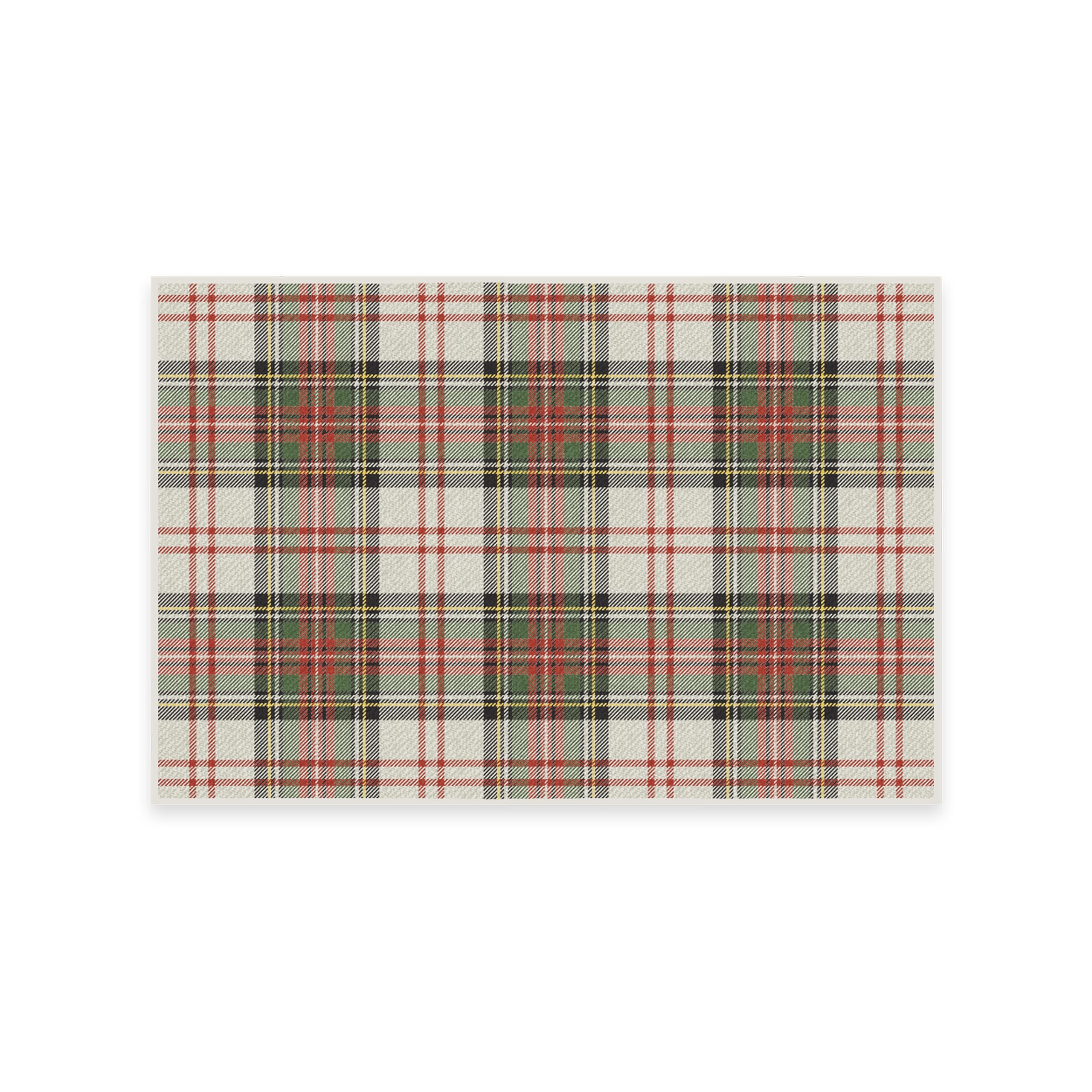 RUGGABLE Washable Plaid Area Rug Dress Stewart Tartan White 2x3 Stain-Resistant Non-Slip Small Machine Washable Rugs for Living