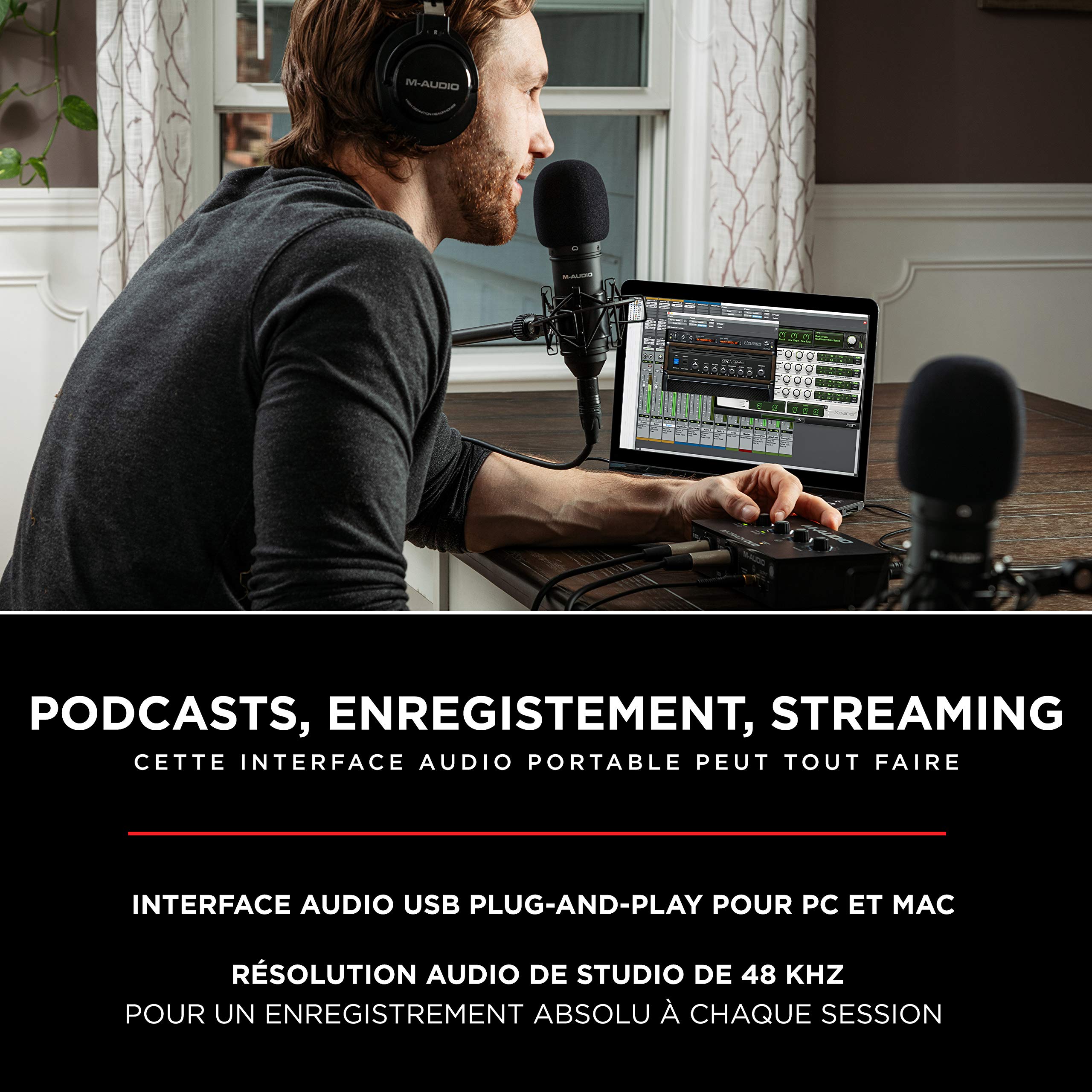 M-Audio M-Track Duo, BX4 & HDH40 - Interface audio ou carte son USB, enceinte de monitoring 4.5" et casque de studio
