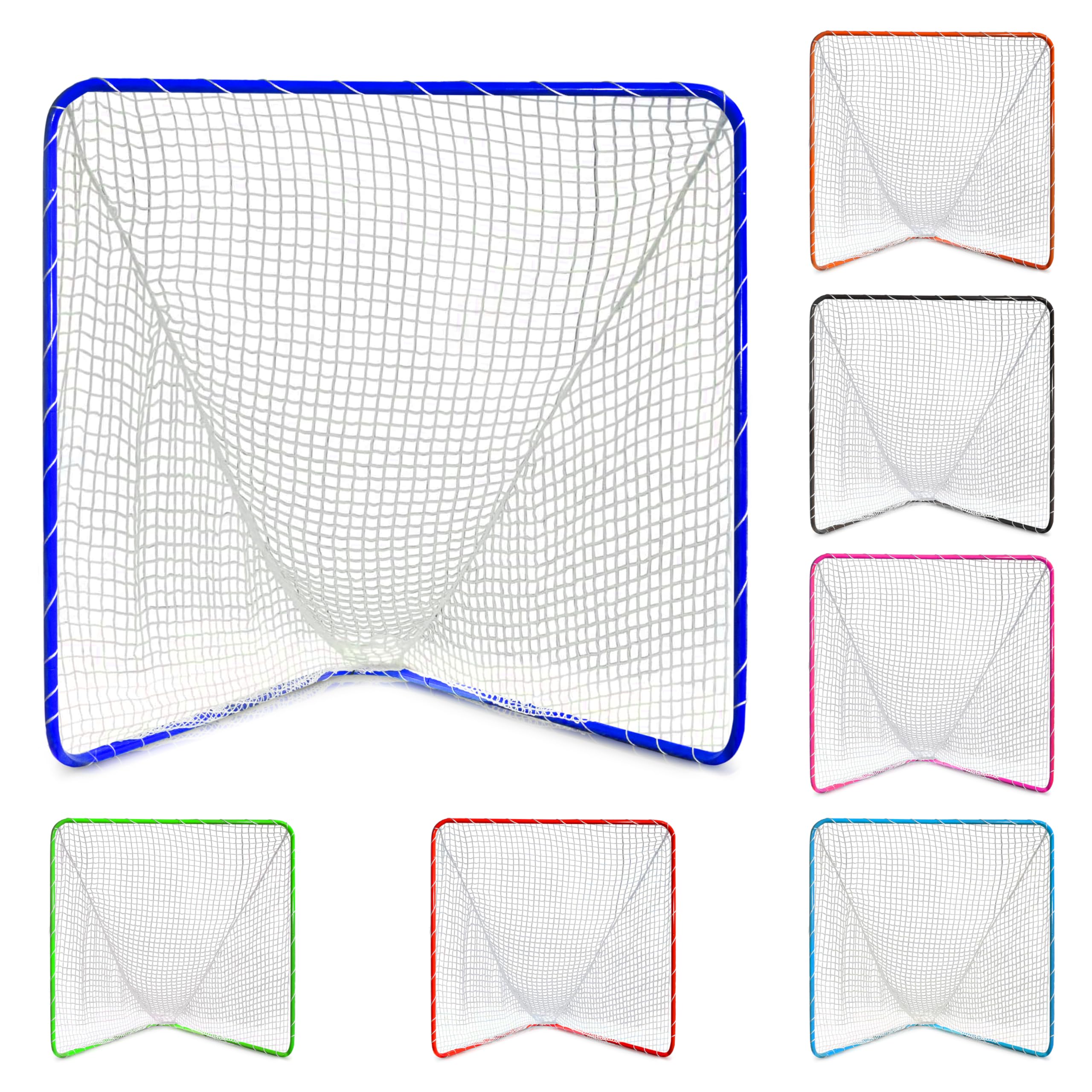 Velocity Official Size 6x6x7' Backyard Lacrosse Practice and Training Goal, Includes 4MM Lacrosse Net, for Youth, Kids, and Adults