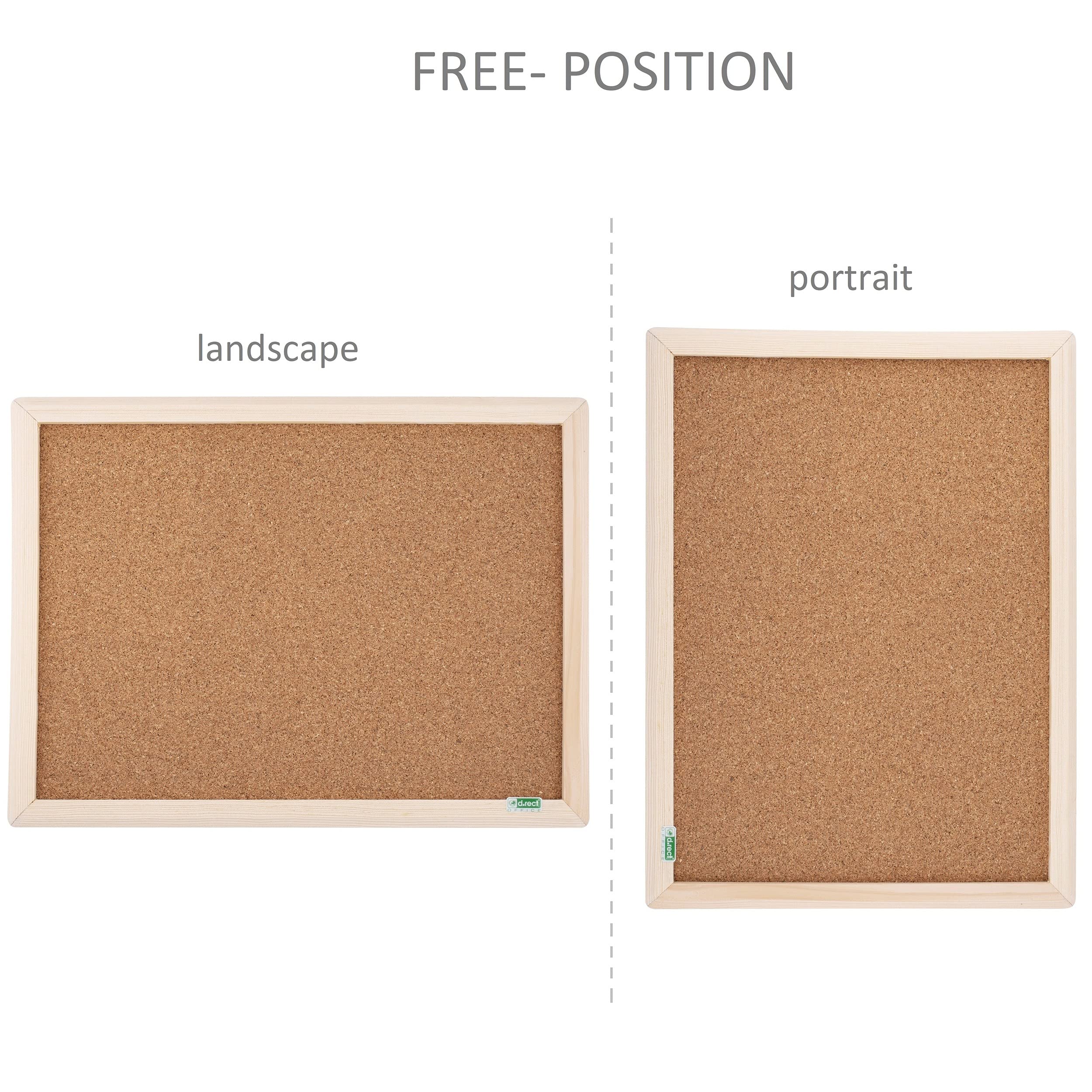 D.RECT Rettangolare Bacheca in Sughero 10x - Lavagna In Sughero con Cornice in Legno 30 x 40 cm