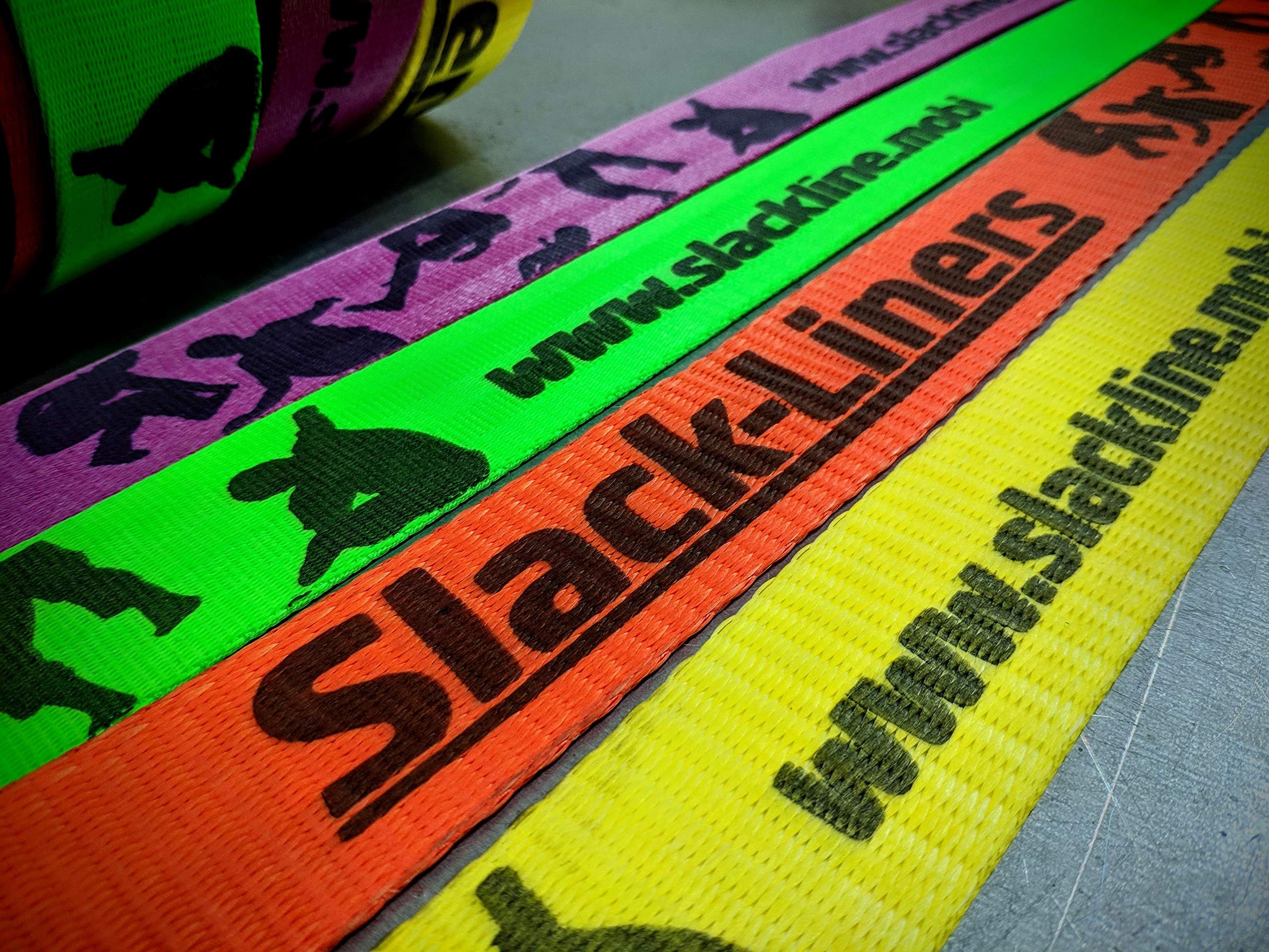 Slack-Liners Slackline Komplett-Set BLAU 6 Teilig - 50mm breit, 25m lang - mit Premium Langhebelratsche Made in Germany