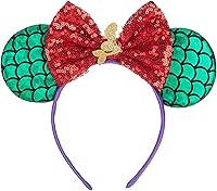 Vista 205 de FANYITY Orejas de ratón, diadema de lentejuelas con orejas de ratón para niños, niñas y mujeres (MN)