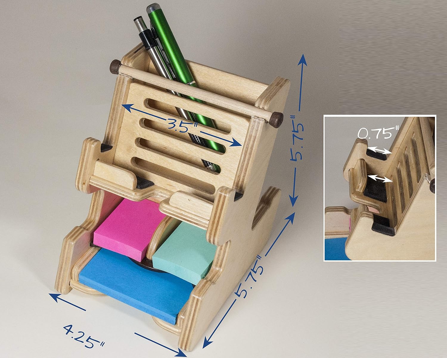 Cell Phone and Tablet Stand, Pen and Sticky Notes Holder (Includes 3 Pads)