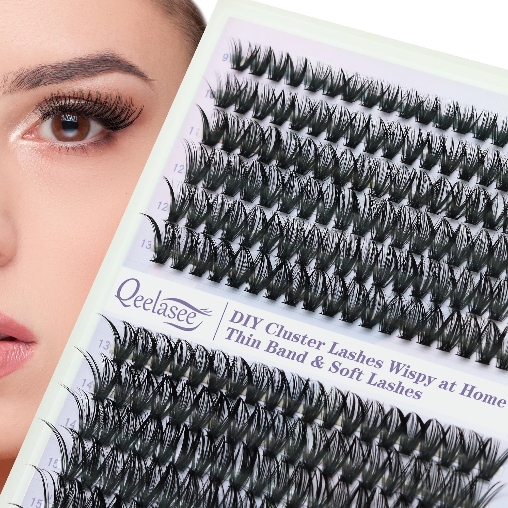 40d Lash Clusters Qeelasee Natural Individual Wispy DIY Eye Lashes Extension d Curl Volume Mix9-16mm 240pcs Easy to Make (RX40P-MIX9-16, 40D)