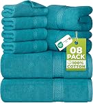Utopia Towels 8 Ensemble de serviettes de qualité supérieure, 2 Bain, 2 Main, et 4 Laver les vêtements, 600 GSM 100% Anneau Spun Coton Très Absorbant Towels pour salle de bain, salle de gym, hôtel et spa, Cool Grey