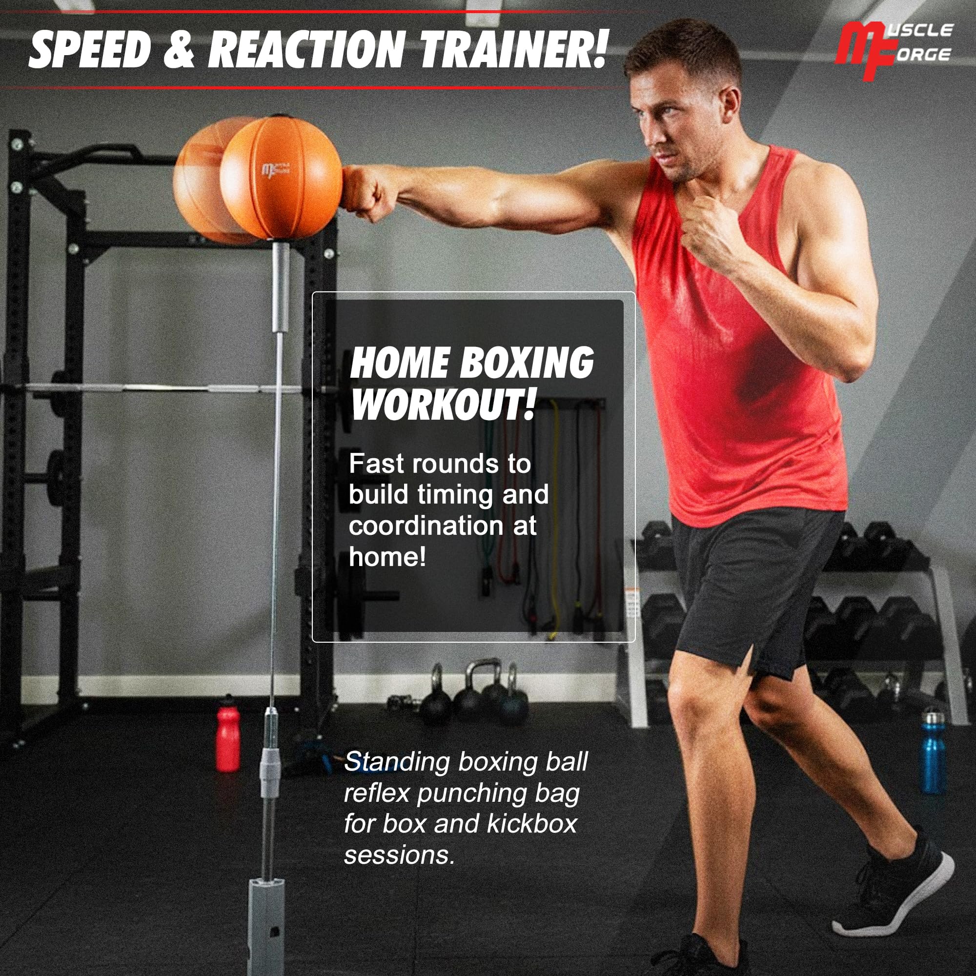 Punching Reflex Ball con Ventosa, Altura Ajustable 139–154 cm, Saco de Boxeo de Pie para Entrenamiento de Velocidad, Reflejos y Coordinación en Casa, Punching Ball Boxeo