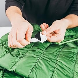 GEAR AID Tenacious Tape Hex - 2.5 & 1.5 Repair Patches (4 Patches: Two 2.5 & Two 1.5, Black) - Peel-and-Stick Outdoor Nylon Fabric to Fix Holes and Burns in Down Jackets, Rain Gear and Tents