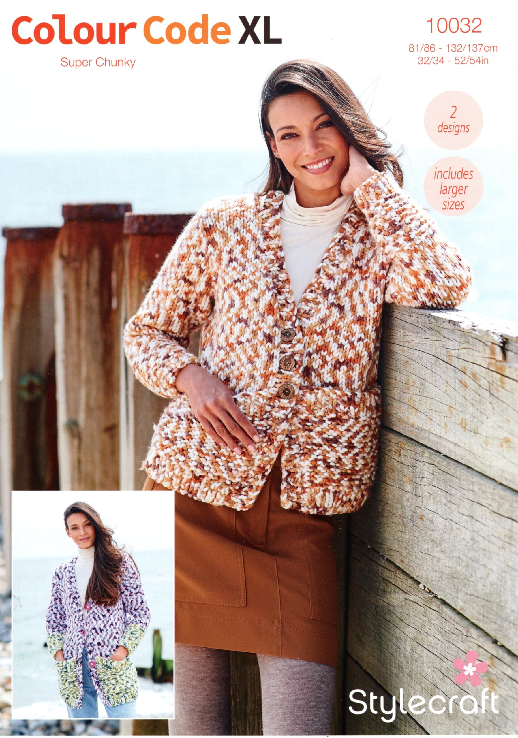 Stylecraft Colour Code Super Chunky Knitting Pattern 10032 Cardigans 2 Designs