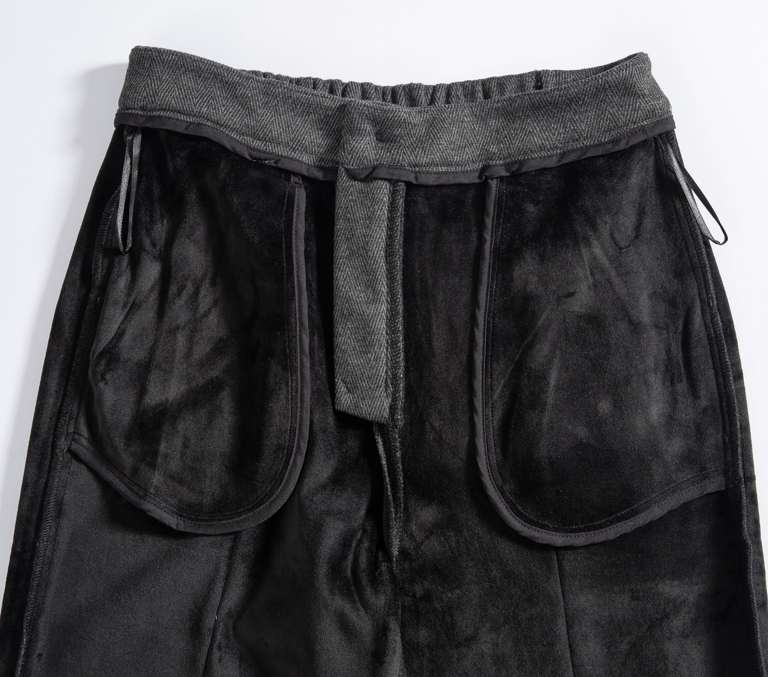 Fakanhui Damen-Winter-Thermohose, Wollmischung, Tweed, bauchfrei, weites Bein, Fleece-gefüttert, Business-Casual-Hose