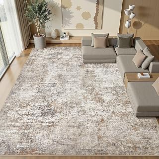 10x14 Area Rugs for Living Room Washable Abstract Rug Brown/Grey