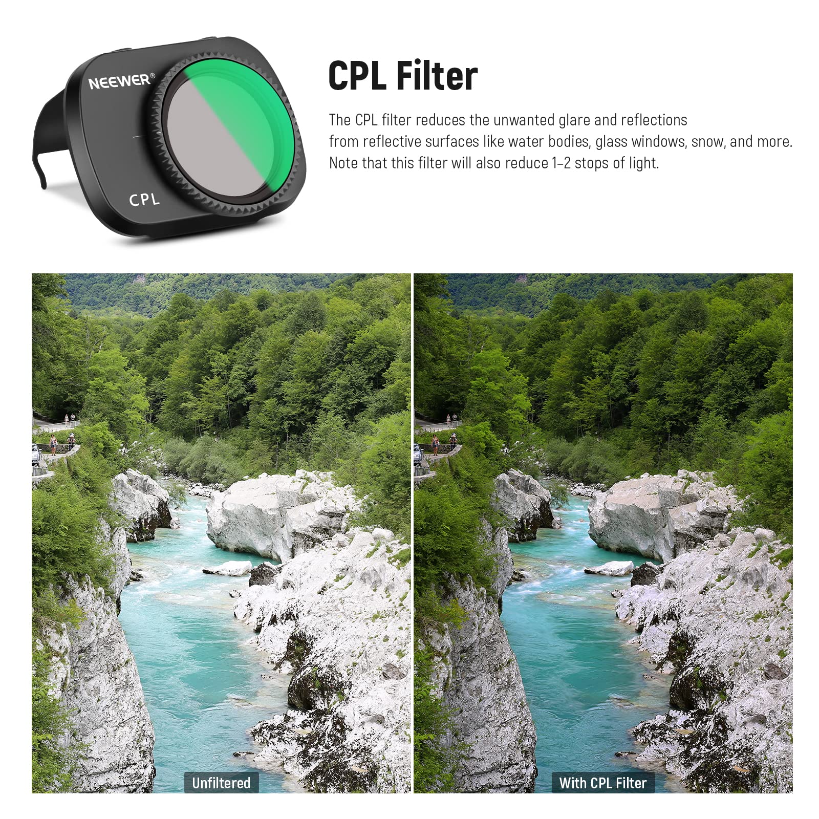 NEEWER 3pz Set di Filtri ND Multirivestito a Definizione Alta Vetro Ottico ND8 ND16 CPL, Compatibile con DJI Mavic Mini 2