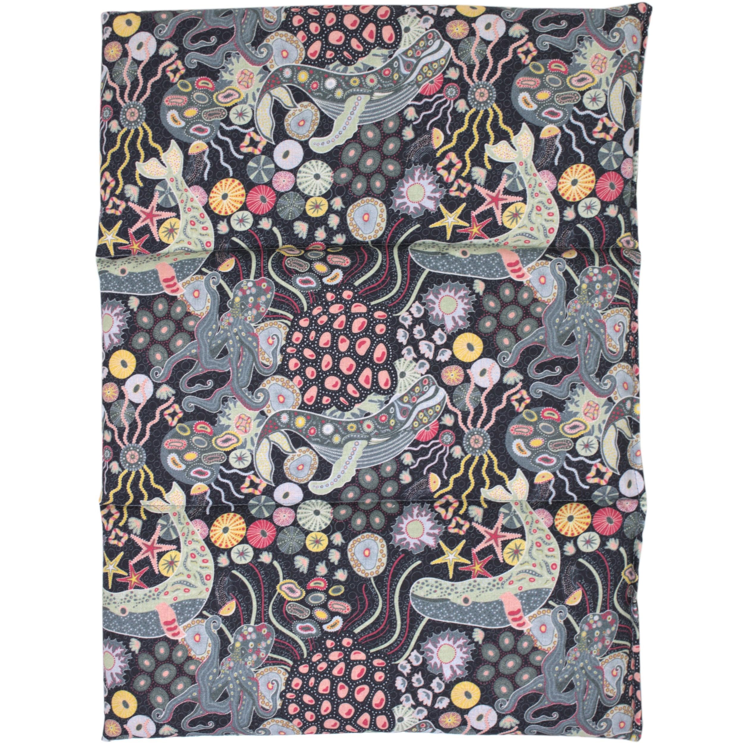 Saco térmico de semillas 40x30 cm (algodón orgánico Océano) - Almohada para la espalda o el vientre - Para microondas y horno - Semillas de grosella (Calor/Frio)