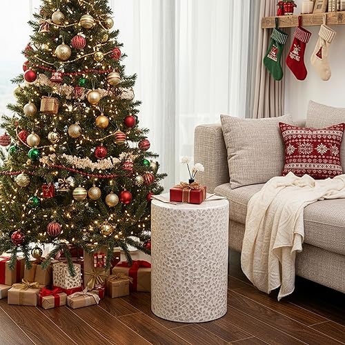 Miniatura 11 de PEMAR Mesa auxiliar de tambor cilíndrico de nácar Capiz Concha, Taburete de tambor, mesa auxiliar de café, mesita de noche redonda y taburete de