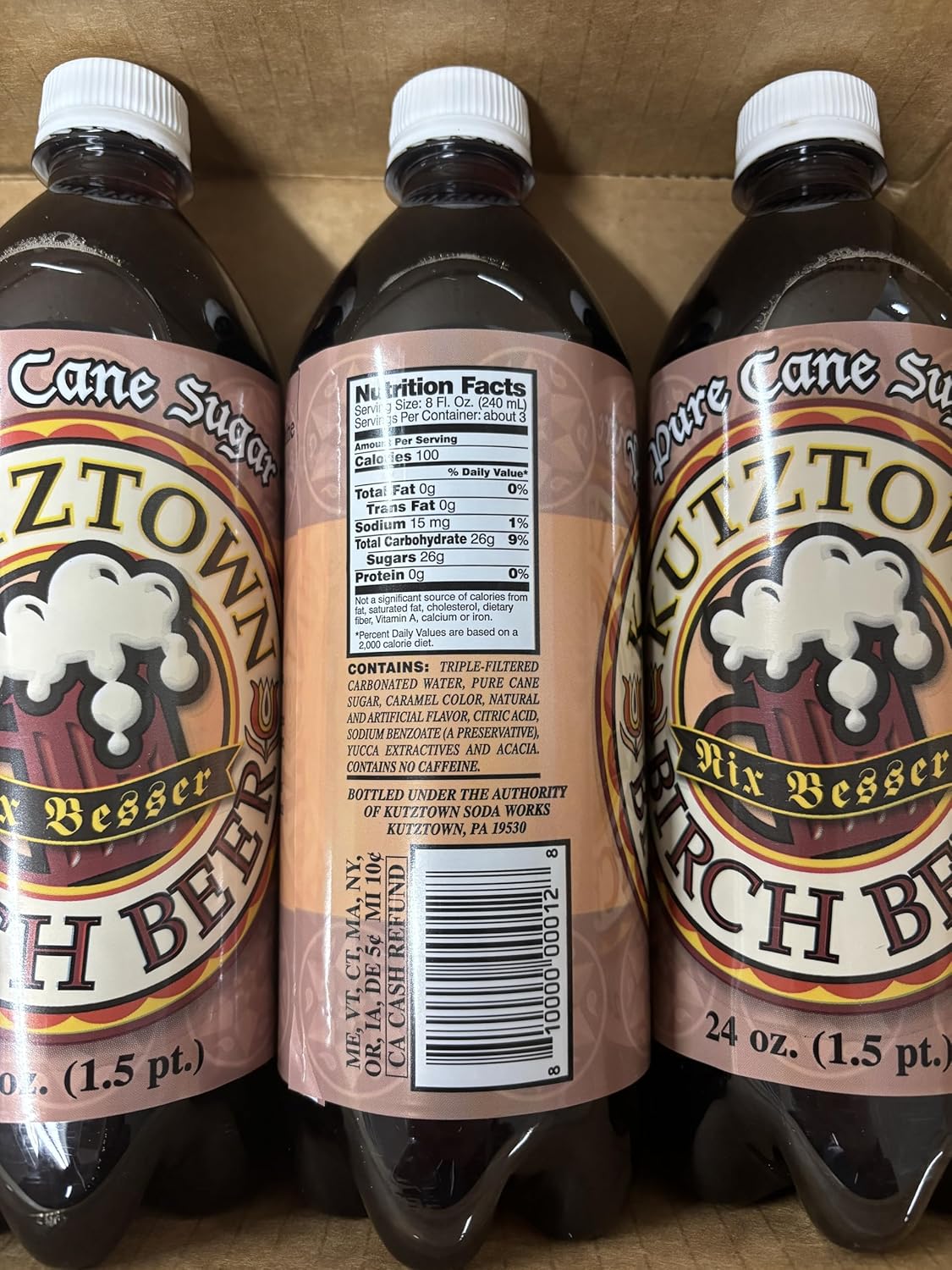 AmishTastes Kutztown "Nix Besser" Birch Beer, Famous Amish Drink, 24 Oz. (Pack of 4)