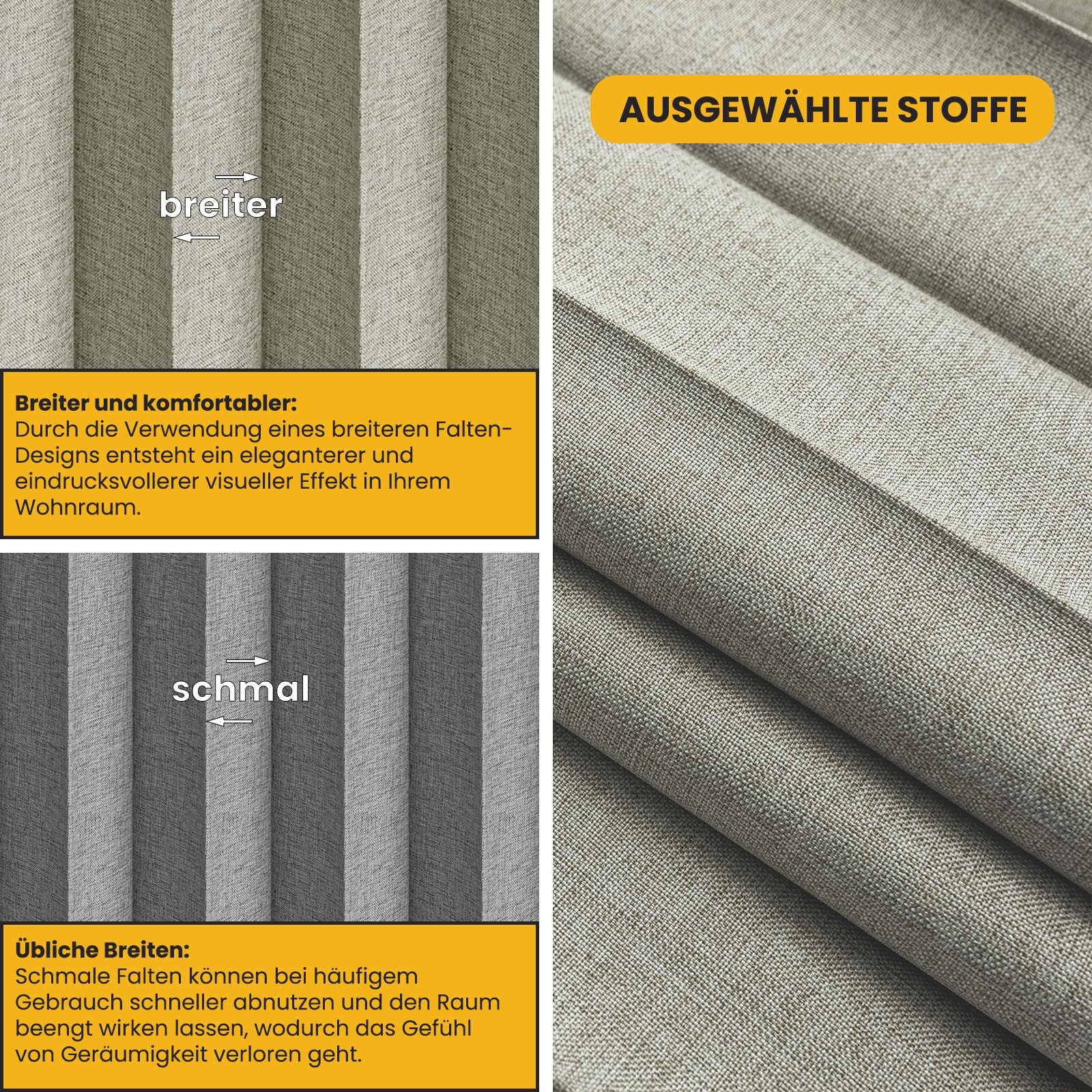 AJAZZ Blickdichter Vorhang als Falttür & Raumtrenner, Flexibler Paravent mit Biegsamer Schiene, Sichtschutz für Schlafzimmer, Balkon & Home Office, Grau, H213 x B254 cm (1er Pack)