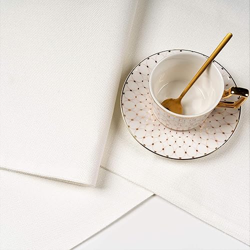 Miniatura 6 de Spring Garden Home Manteles individuales de tela blanca para mesa de comedor, juego de 4 manteles individuales de lino texturizado vintage para 01 |