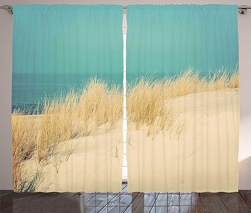 Miniatura 6 de Ambesonne Cortinas de cabaña, siluetas de animales con letras, camping, Freedom Stay Wild Inspiration, juego de 2 paneles de cortinas para ventana