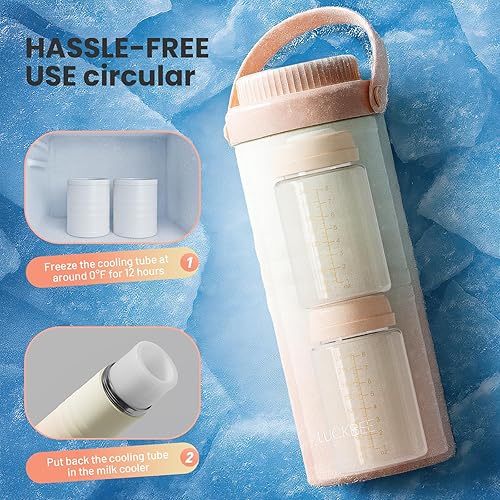 Miniatura 6 de LUCKBEE Enfriador de leche materna portátil 24H con pantalla LCD, botella de almacenamiento de leche aislada, capacidad para 2 botellas de 16 onzas,