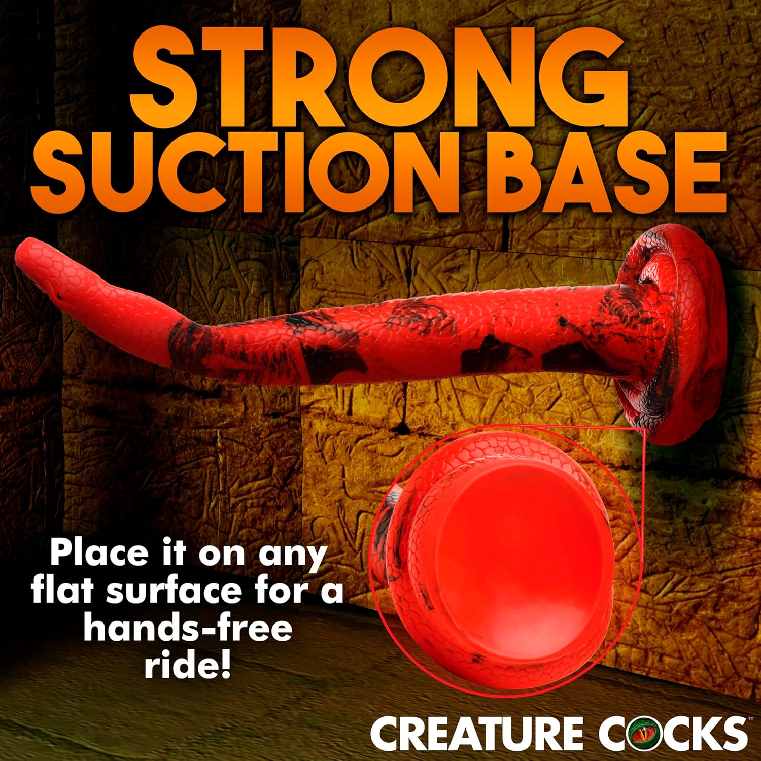 CREATURE COCKS King Cobra X-Large 18" Long Silicone Dildo for Men, Women & Couples. Firm and Flexible, Strong Suction Base, Fantasy Dildo. Premium Phthalate-Free Silicone. 1 Piece, Red.