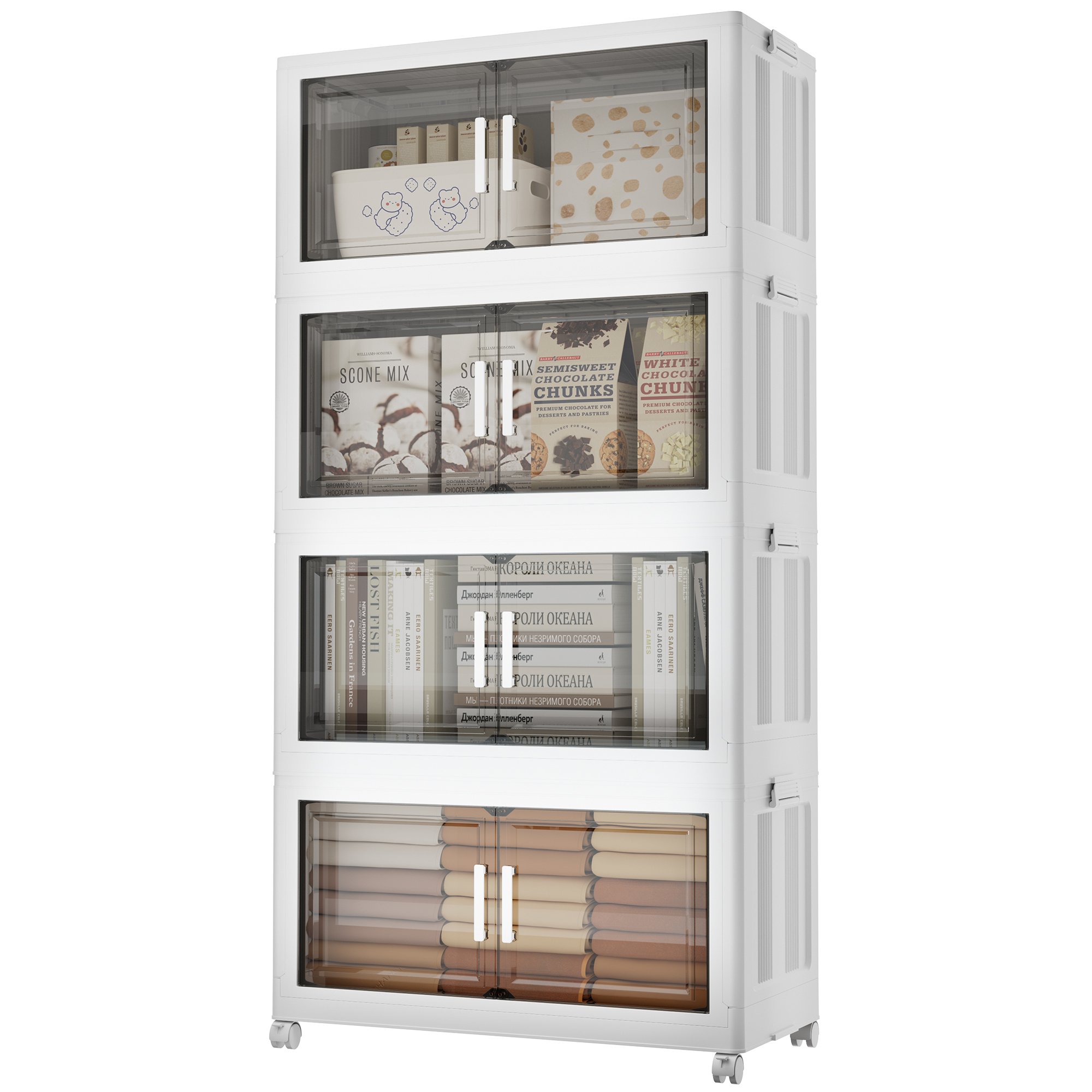 Storage Bins with Lid and Wheels, 5 Tier 275 QT Foldable Storage