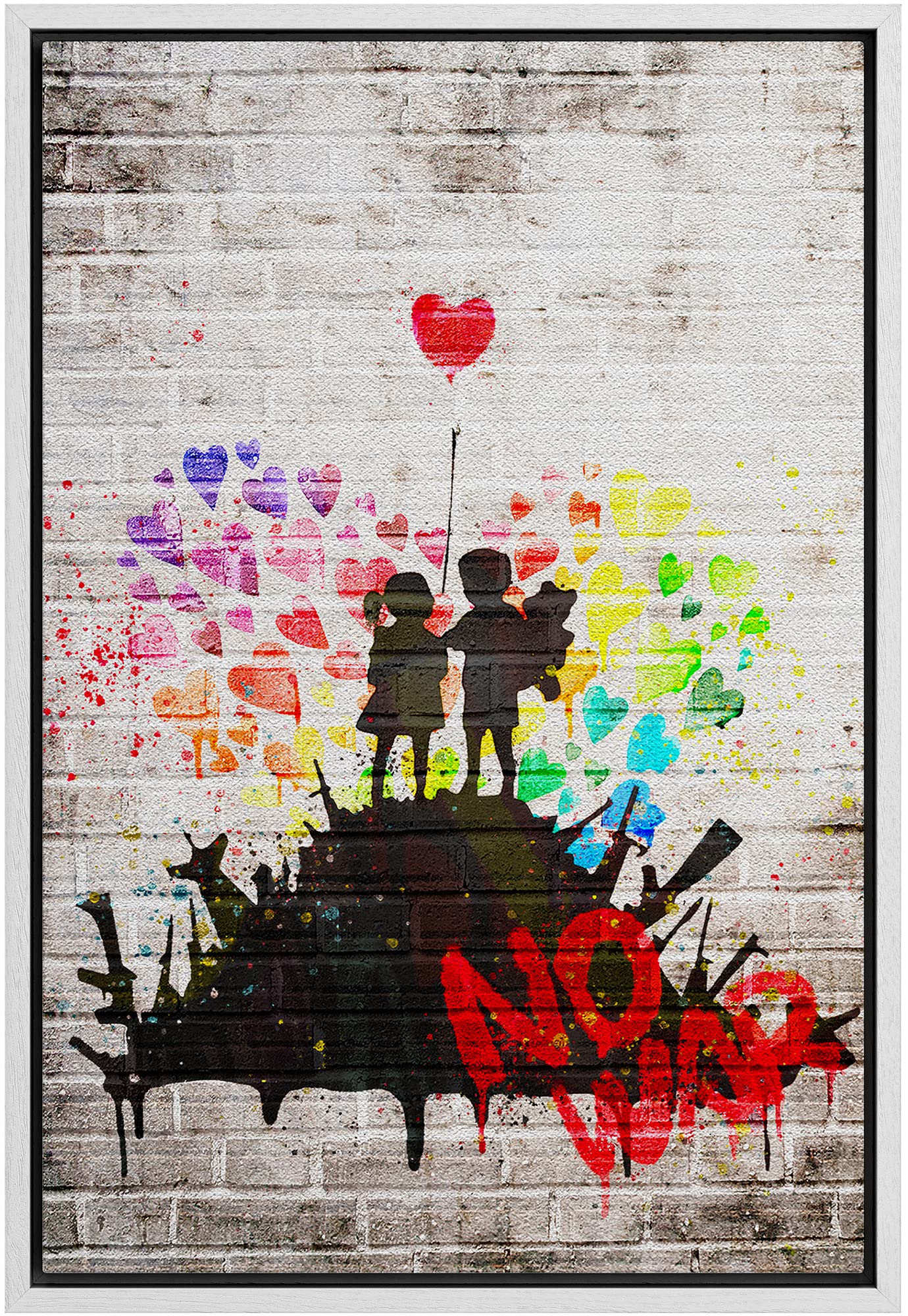 Amazon.com: SIGNWIN Framed Canvas Print Wall Art Banksy No War