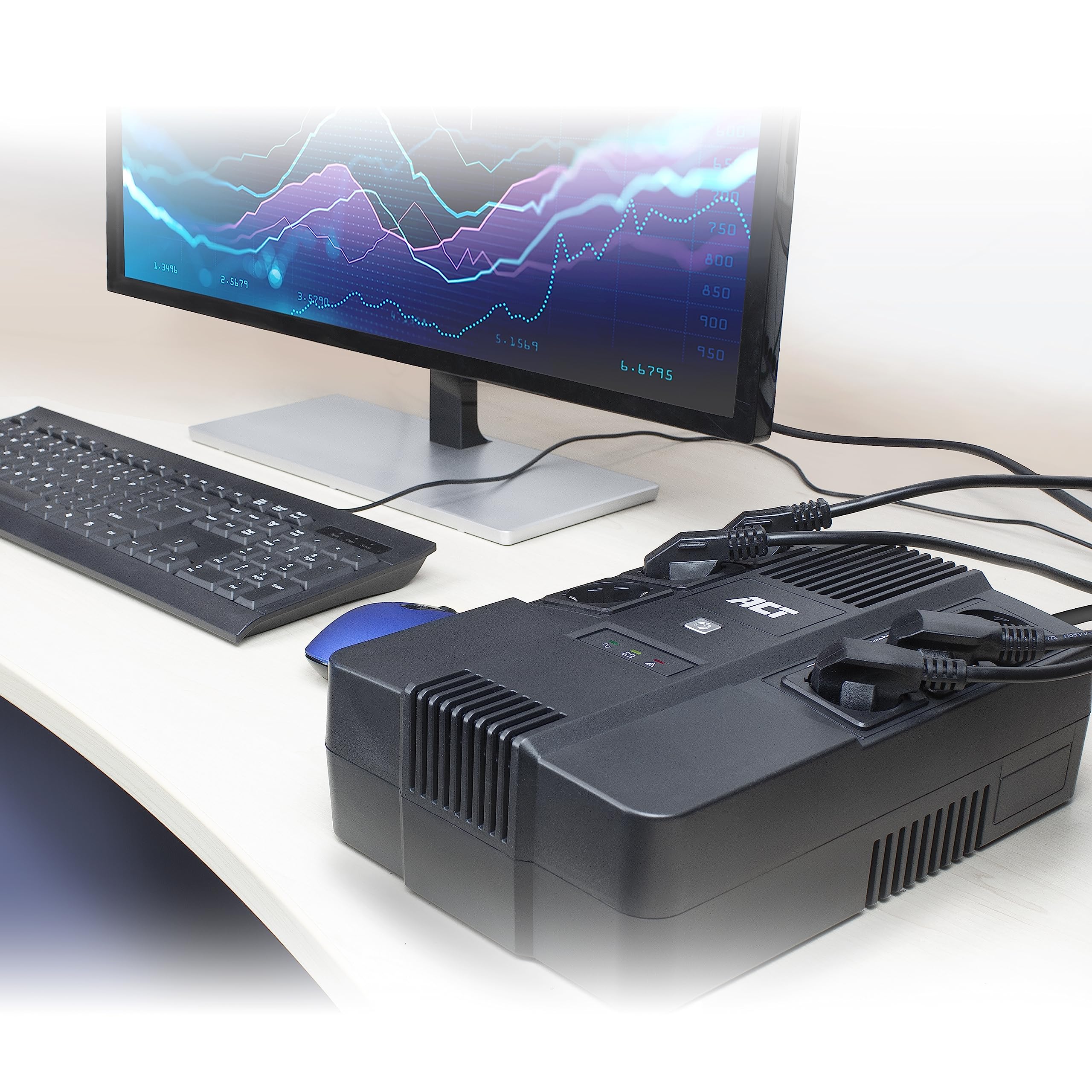 ACT Back-up Onduleur Line Interactive 600VA Batterie UPS Power Supply (6 Sorties Schuko, Protection Contre Les surtensions) AVR - AC2300
