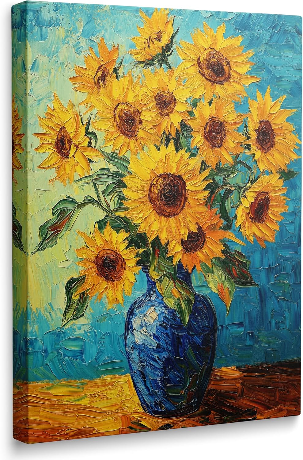 Vintage Sunflower Pictures Wall Decor Framed Gallery Daisy Flower Canvas Wall Art Modern Impressionist Floral Painting Farmhouse Botanical Prints Poster for Bedroom Bathroom Living Room (16"x24")