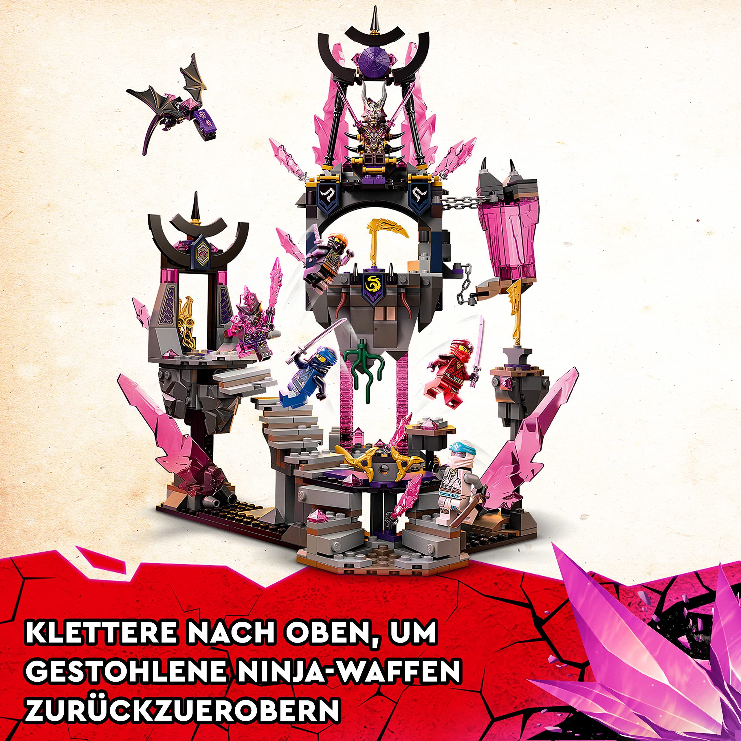LEGO 71771 NINJAGO Der Tempel des Kristallkönigs, Ninja-Spielset aus der Serie Die Rückkehr (Crystalized) mit Minifiguren Cole, Zane, Kai und Jay, Action-Spielzeug für Kinder ab 8 Jahre