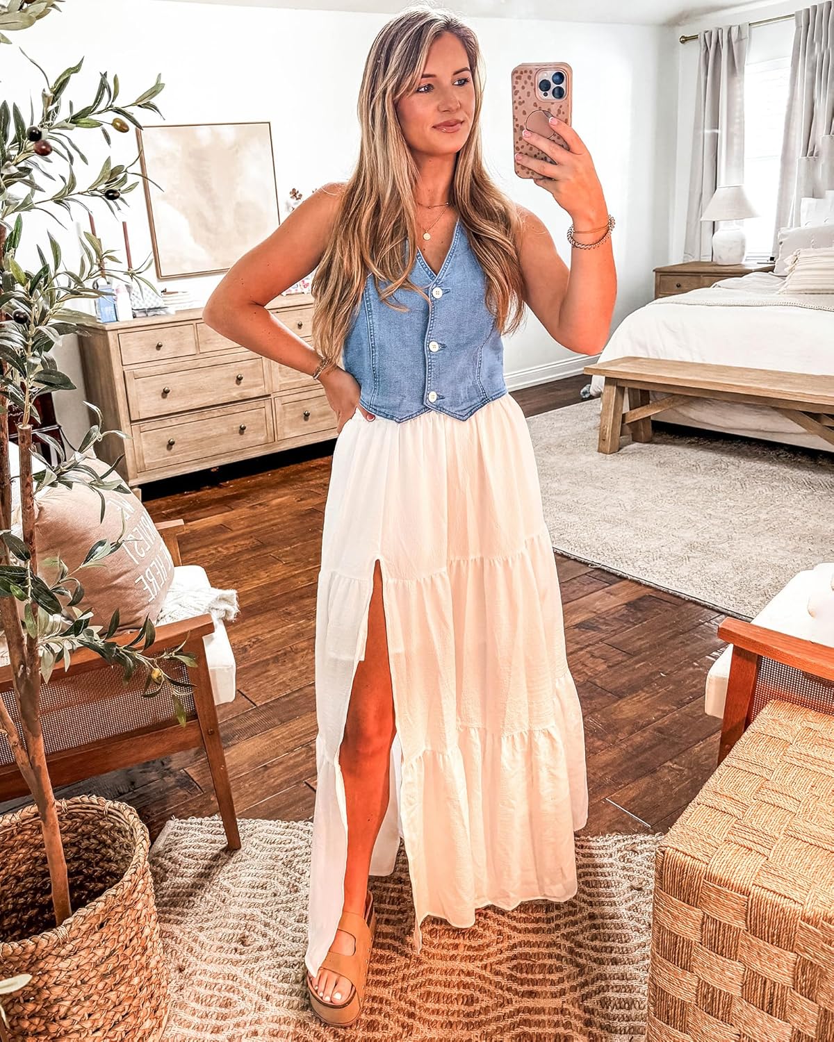 luvamia Jean Vests for Women Crop Denim Top Button Down Waistcoat Vest Tank Tops Fashion Casual Sleeveless Jacket - Image 2