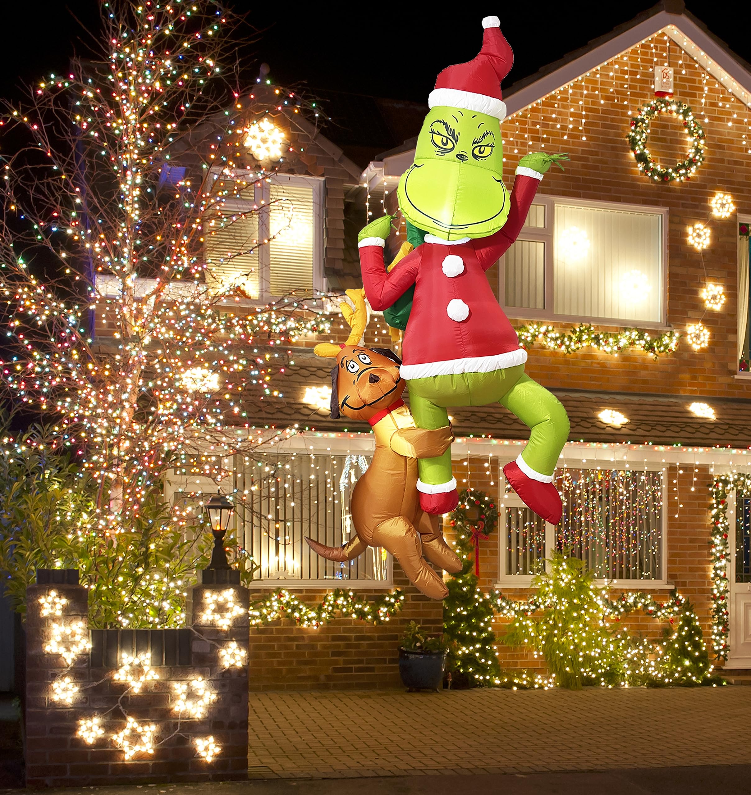 8FT Christmas Inflatables Decorations Lights, Outdoor Christmas Decorations Blow Up with Strings Hang for Indoor Outdoor Yard Garden Decor