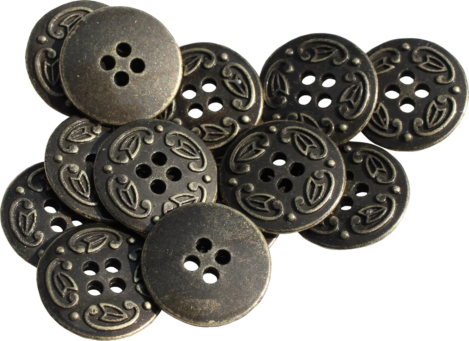 Full Funk Metal Renaissance Button Round Medieval Antique Brass - 2cm x 13pcs, Antique Brass