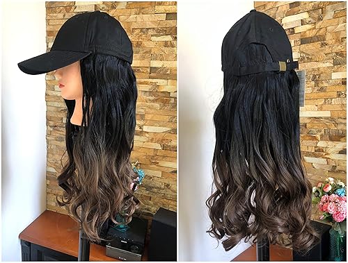 Miniatura 1 de DevaLook Peluca con cabello sintético de gorra de béisbol de 20, 22 y 25 pulgadas