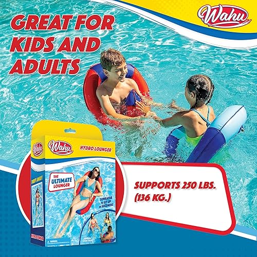 Miniatura 7 de WAHU Hydro Lounger - Flotador versátil para tomar el sol, tumbona inflable para playa y piscina con válvula de infladodesinflado, azulazul claro