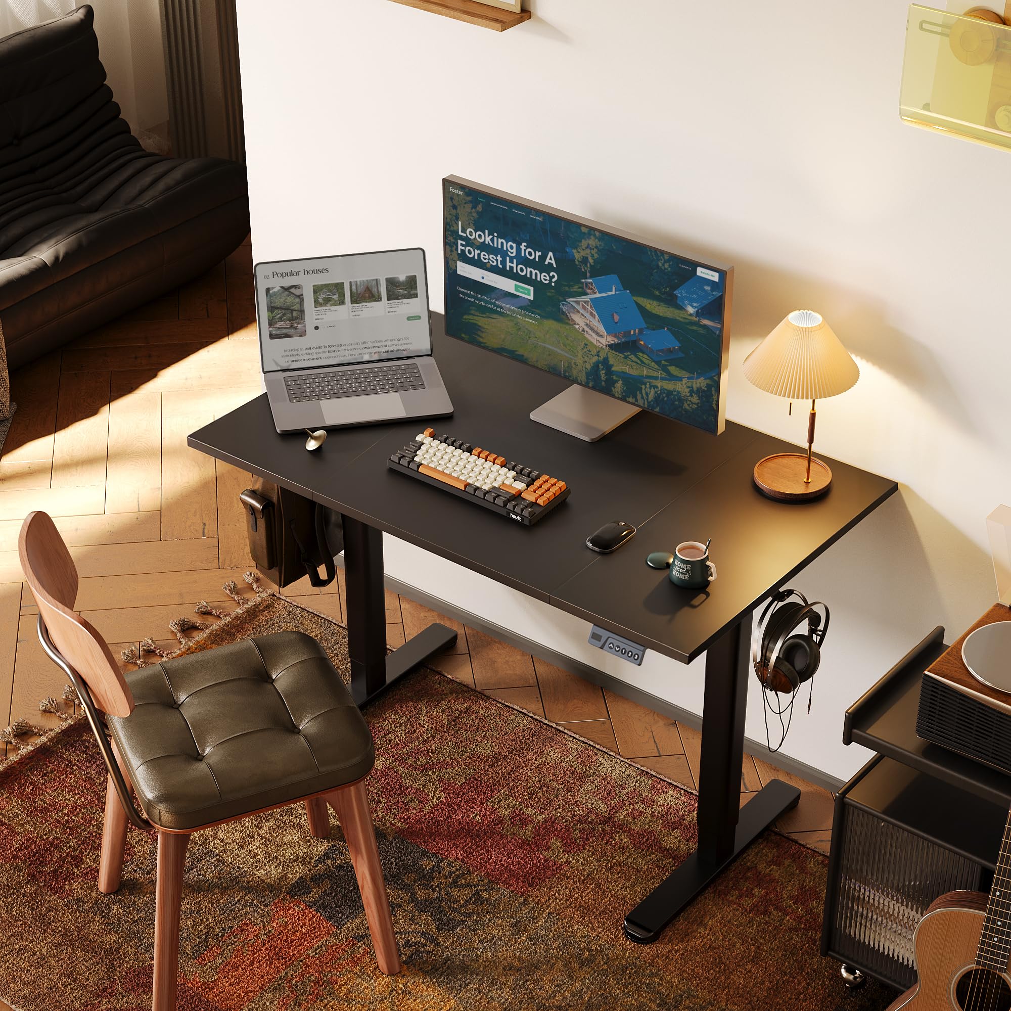 Claiks Electric Height Adjustable Standing Desk, 48x24 Inch, Deep Black view 9