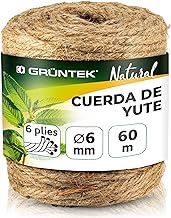 GRÜNTEK Jute Twine Sisal Rope Scratcher for Cats 6 mm x 1 Roll 60 m – Rope Crafts Macrame Yarn for Gardening Decoration Gift Cards