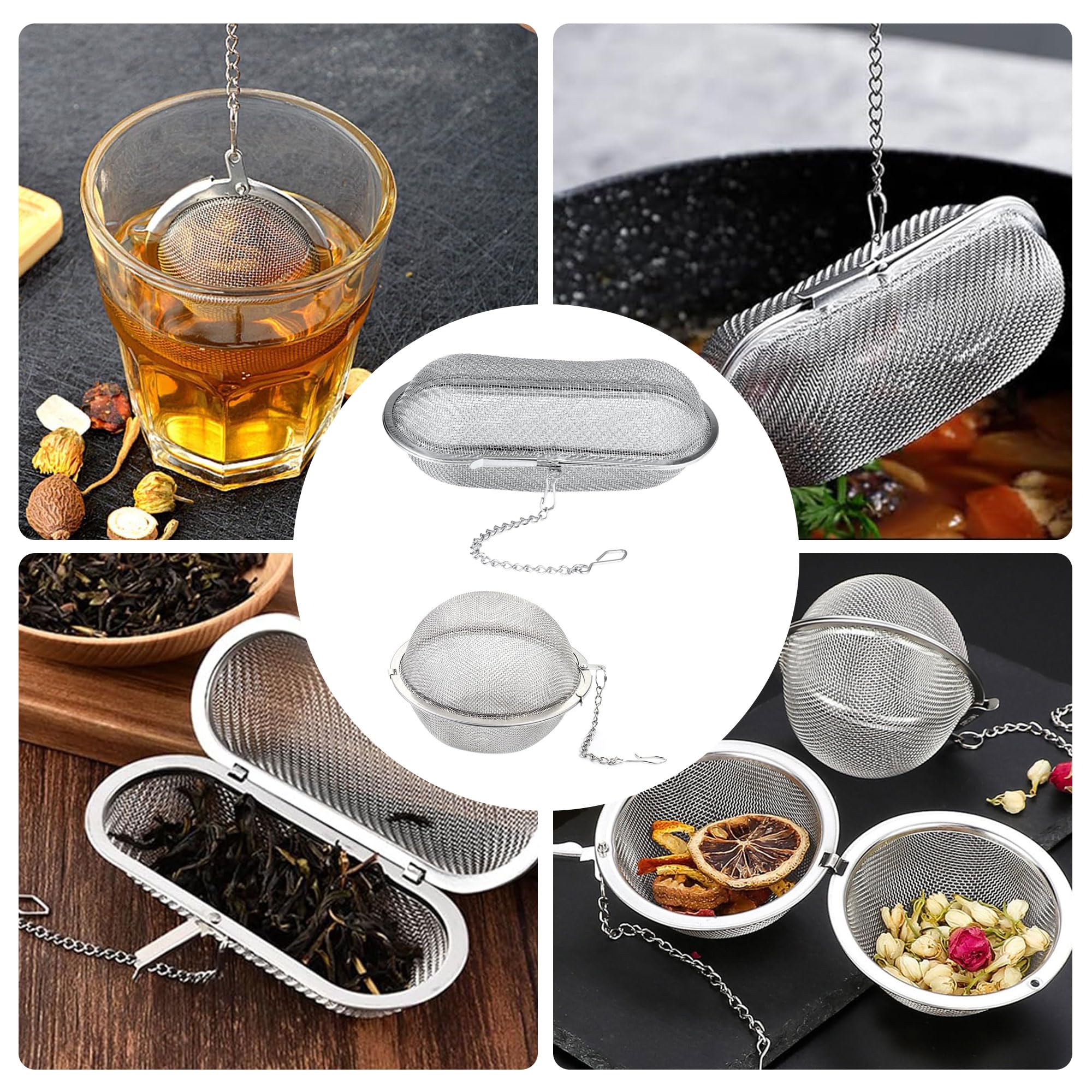 2 filtros de té, coladores de especias, de acero inoxidable, reutilizables, colador de especias y especias para preparar té en casa, restauración y cocina