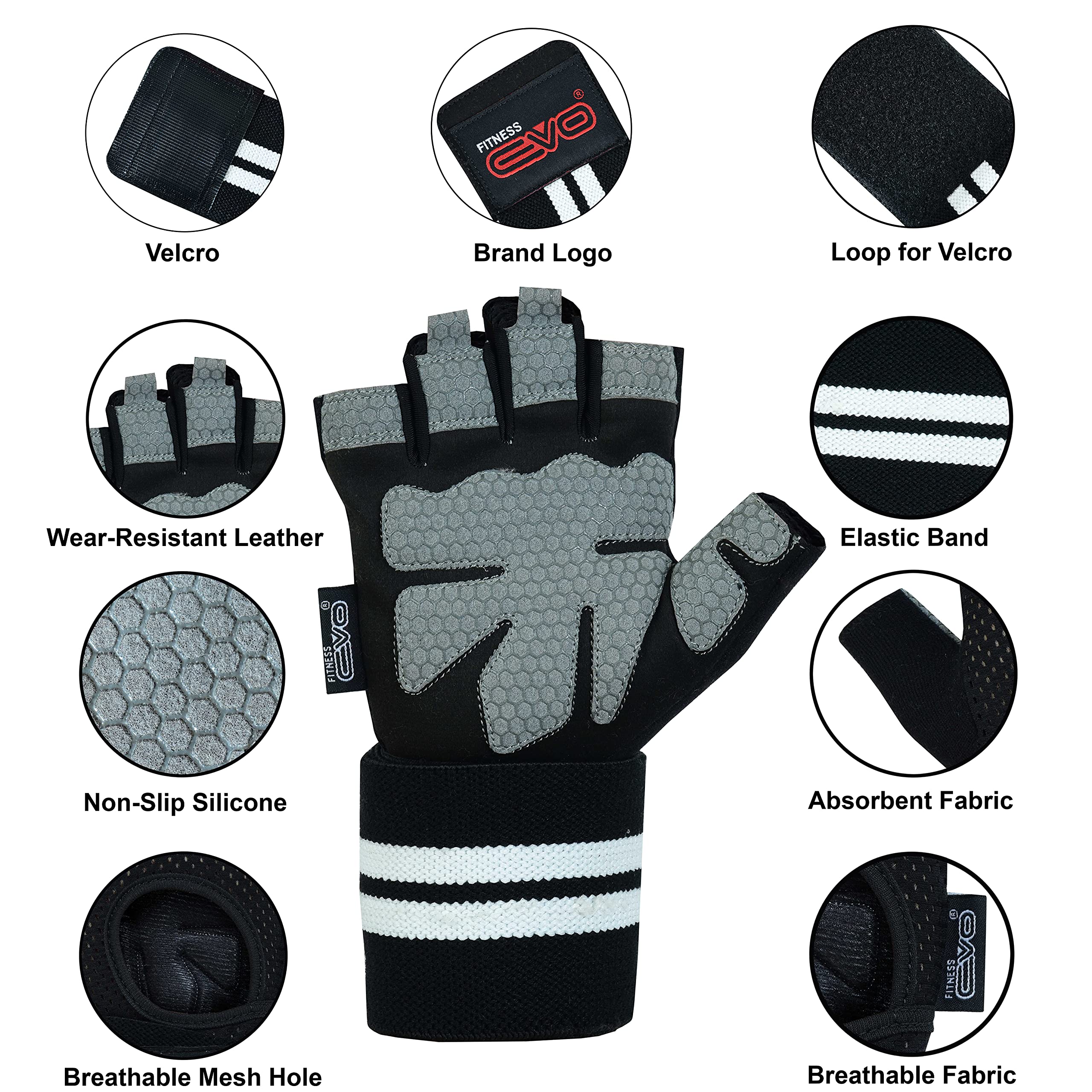 EVO Fitness Weightlifting Gloves With Wrist Wrap Straps – For Gym, Crossfit, Cycling