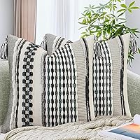 Vista 27 de AmHoo - Fundas de almohada de 18 x 18 pulgadas con borlas, fundas de almohada decorativas tejidas con textura de chenilla estilo boho para sofá