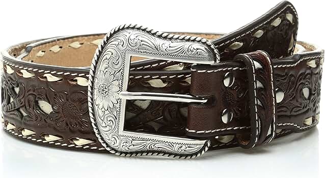 Nocona Belt Co. Men's Nocona Brown Tope Inlay Buck Taper