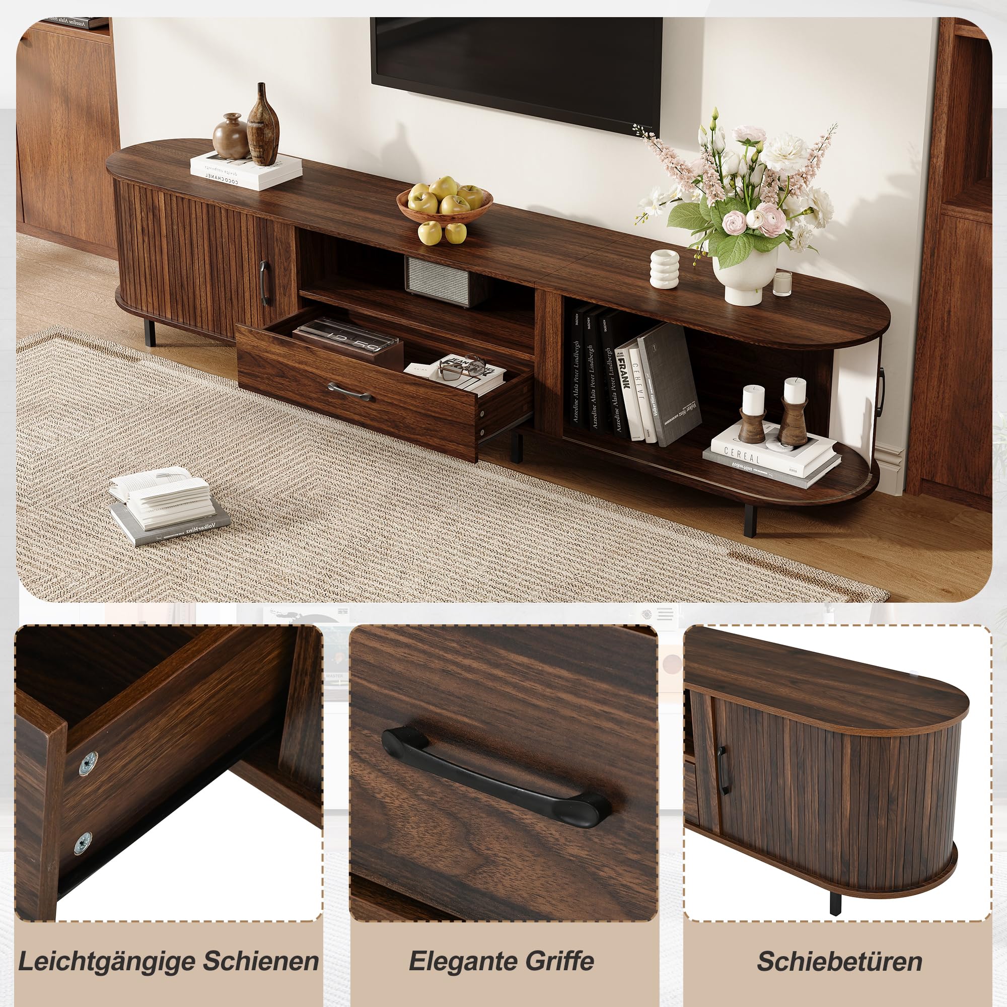 Mobile TV 180 x 40 x 50 cm, in MDF, credenza, per TV da 75 pollici