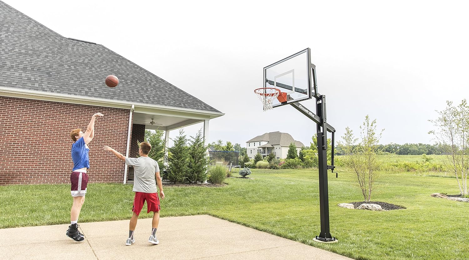 Goalrilla FT54 Basketball Hoop with Tempered Glass Backboard, Black Anodized Frame, and In-ground Anchor System : Sports & Outdoors