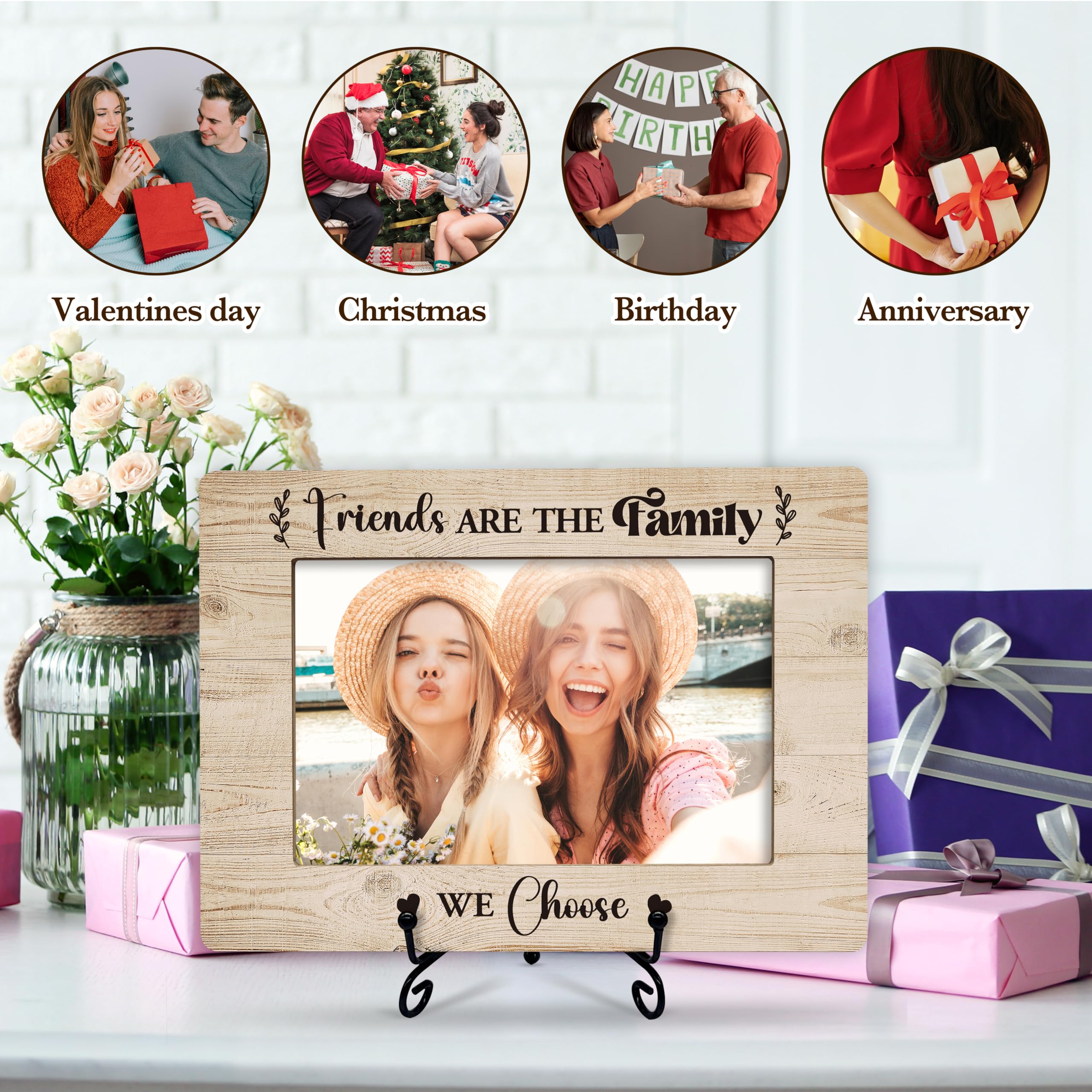 Amazon.com - MVZX Friends Are The Family We Choose Rustic Wooden