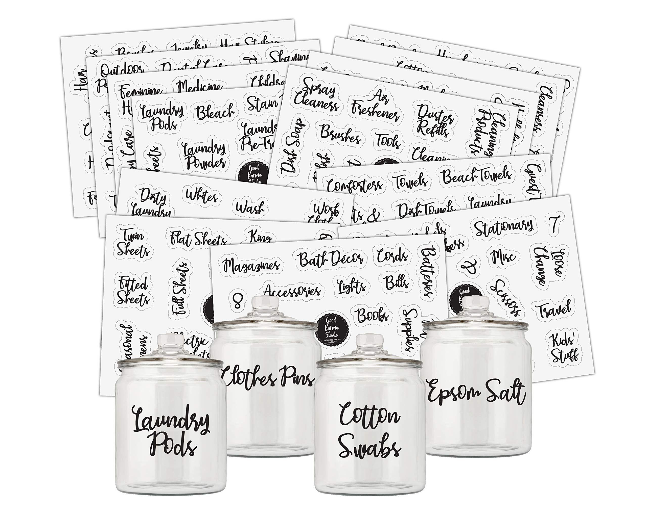 Buy Good Karma Studio 195 Household Labels + 15 Blank Labels, Laundry