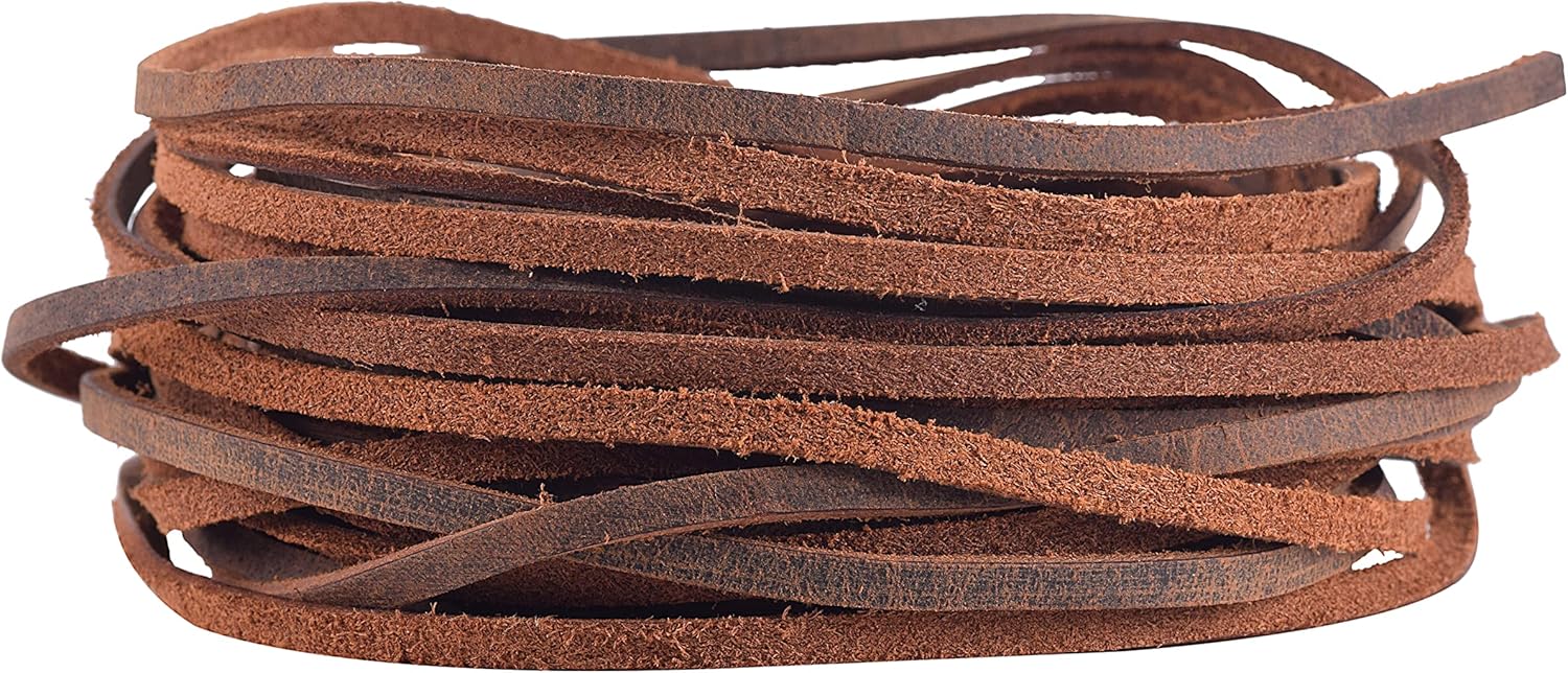 KONMAY Jewelry Real Leather Lace Cord, 5 Yards 5.0x2.0mm