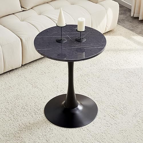 Miniatura 22 de Mesa de comedor redonda para espacios pequeños, mesas de tulipanes de 32 pulgadas con base de pedestal de metal, mesa de bistró para 2/3/4 personas