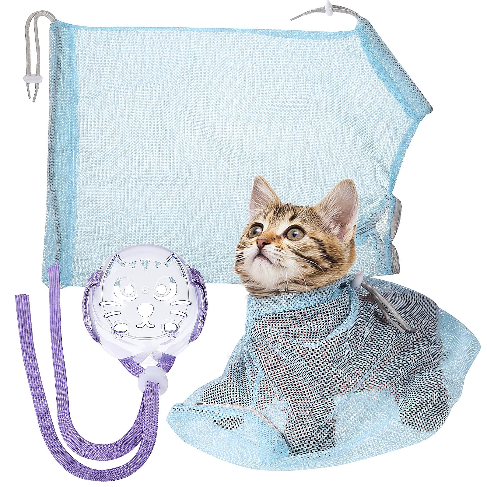 Sac de toilettage pour chaton anti-griffures avec cage de bain textile
